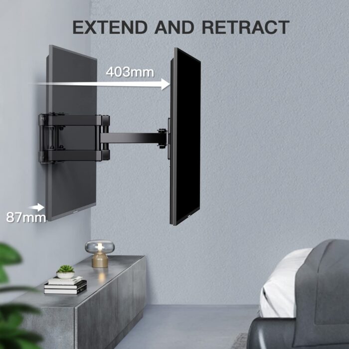 TV Wall Bracket – Swivel & Tilt, Fits 26–70" Flat/Curved TVs, Max 45kg, VESA 400x400mm, Sturdy Mount