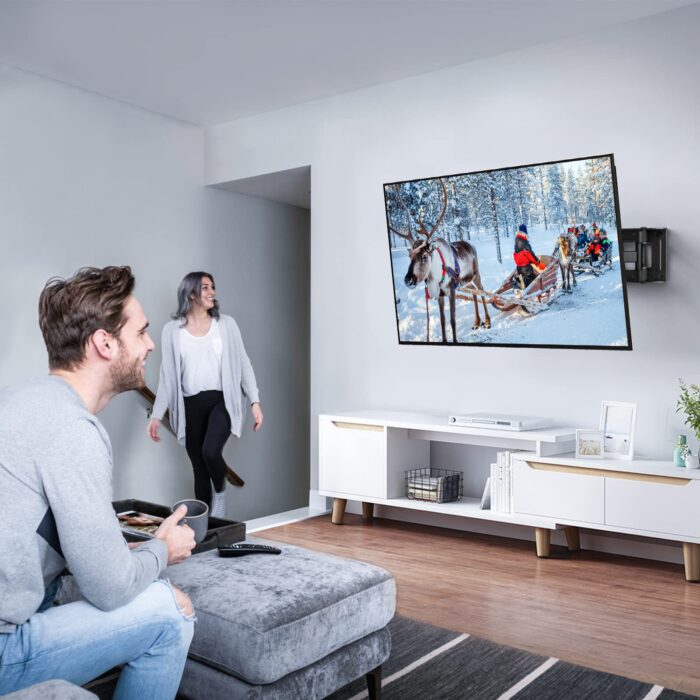 TV Wall Bracket – Swivel & Tilt, Fits 26–70" Flat/Curved TVs, Max 45kg, VESA 400x400mm, Sturdy Mount