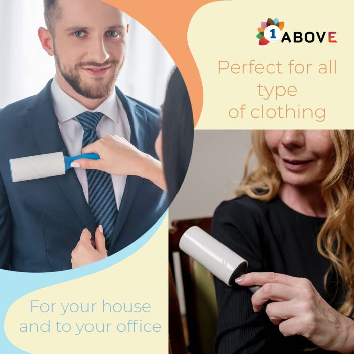1ABOVE Lint Roller, 5 Sticky Replacement Heads with 1 Handles, Total 300 Easy Peel Sheets, Quickly Removes Animal Fur, Cat & Dog Hair, Dust & Fluff from Clothes, Furniture, Carpet…