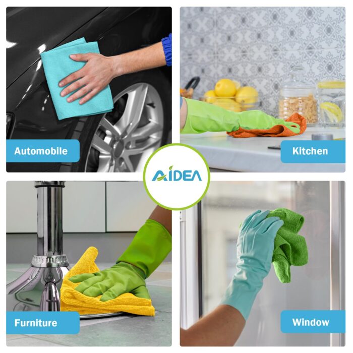 AIDEA Microfibre Cloth Pack of 8, Multifunctional Reusable Cleaning Cloths, Lint Free Streak Free Washable Cloth Duster for House, Kitchen, Car, Motorbike, Windows 30 x 30 cm