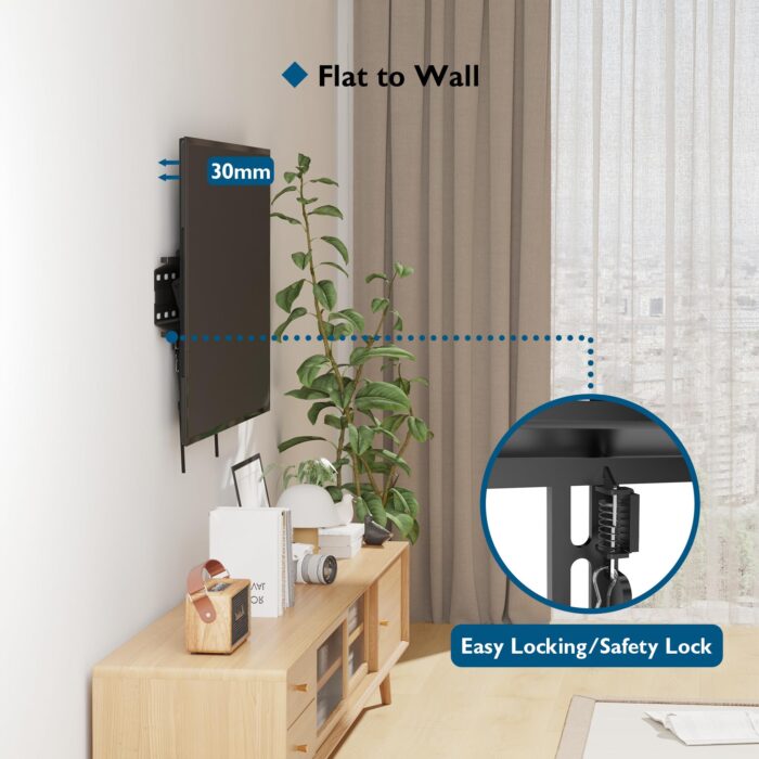 Ultra Slim TV Wall Mount 23-60", Tilt, 30mm Profile, VESA 400x400, 45kg Load, 5 Cable Ties Included