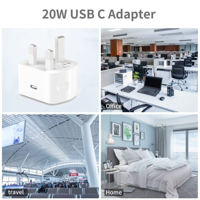 AICCOLO 20W USB C Fast Charger With 2M Cable for iPhone 14/14 Plus/14 Pro/14 Pro Max/13 12 11 X XR XS SE 2020 8 7 6 6S Mini, Pad Pro, USBC PD Wall Charging Plug UK Type C Power Adapter and 6FT Cord