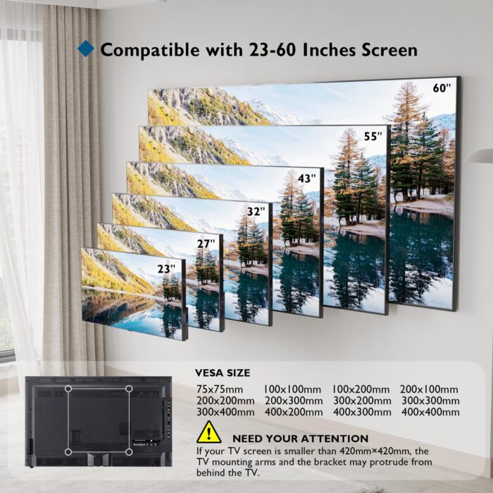 Ultra Slim TV Wall Mount 23-60", Tilt, 30mm Profile, VESA 400x400, 45kg Load, 5 Cable Ties Included